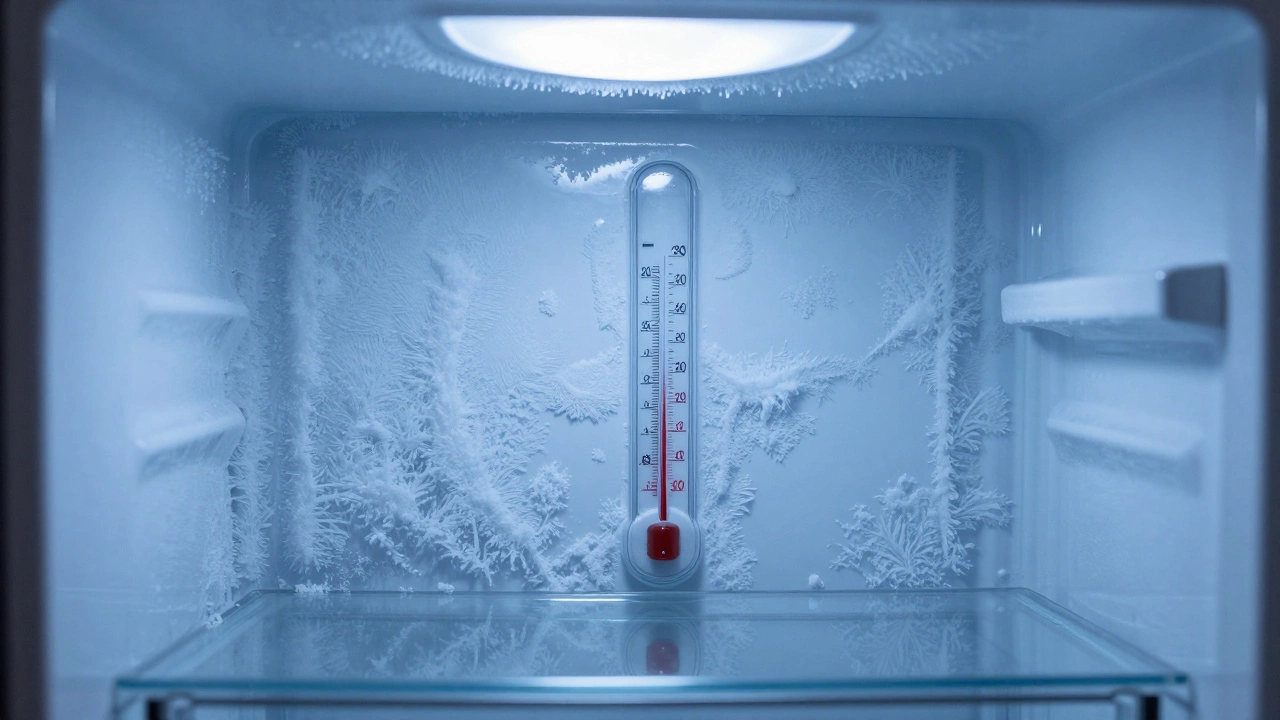 Freezer compartment with thick frost buildup and temperature issues