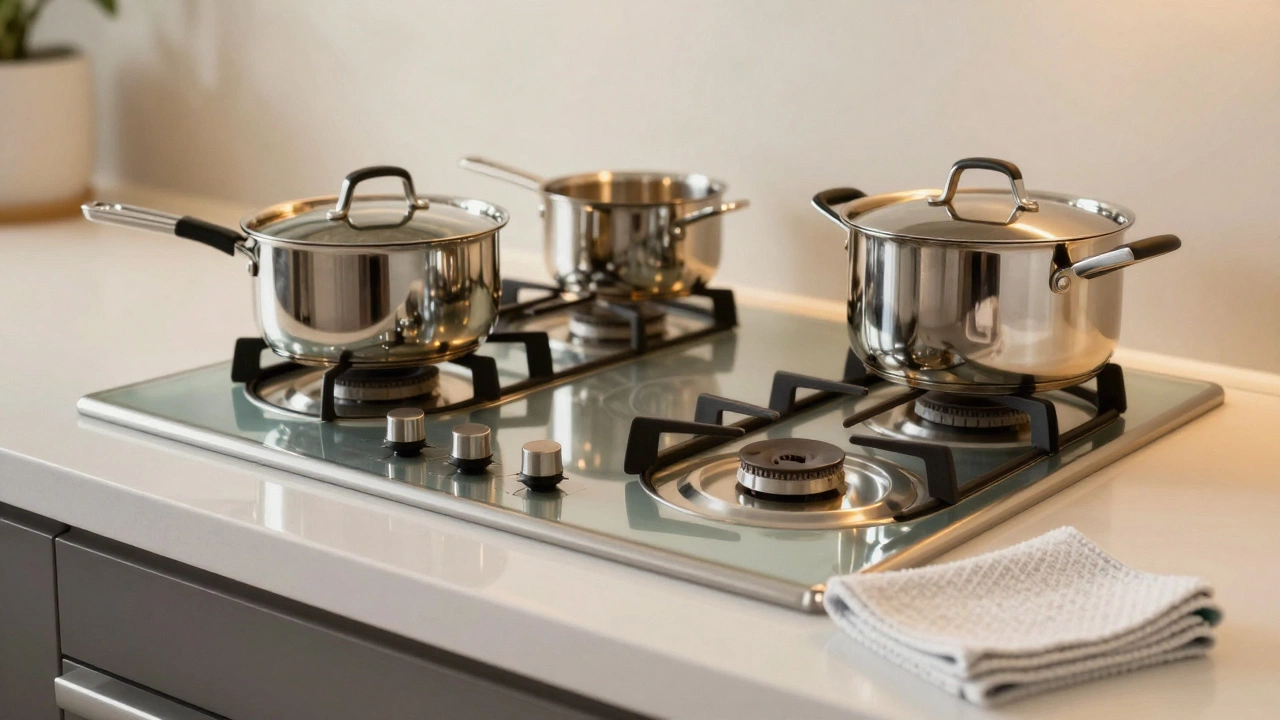 A perfectly clean and shiny electric hob in a modern kitchen