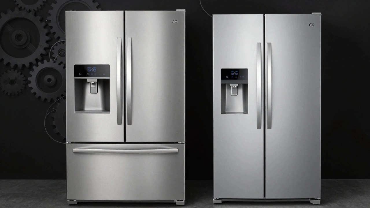 Comparison of a complex French-door fridge and a sturdy side-by-side model