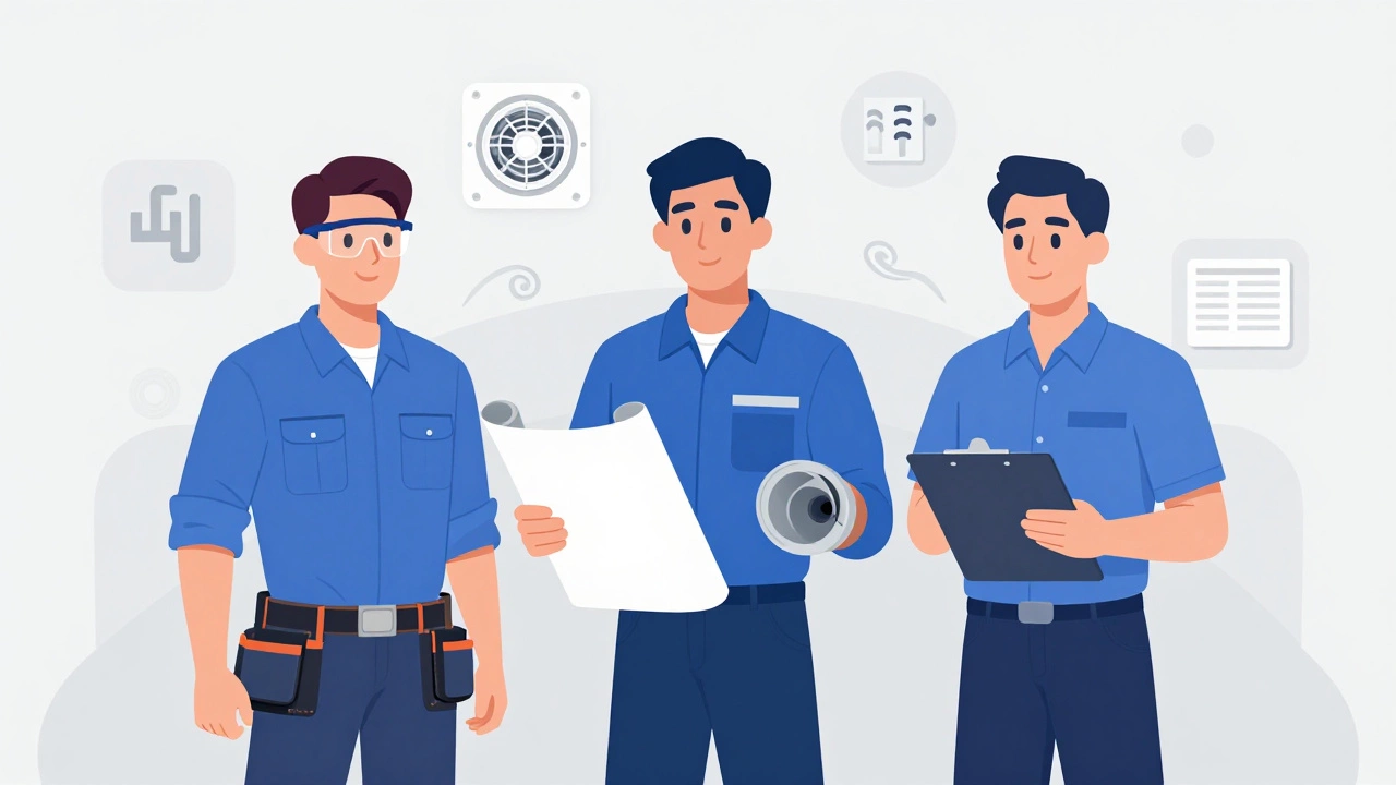Electrician, HVAC tech, and contractor representing professional installers