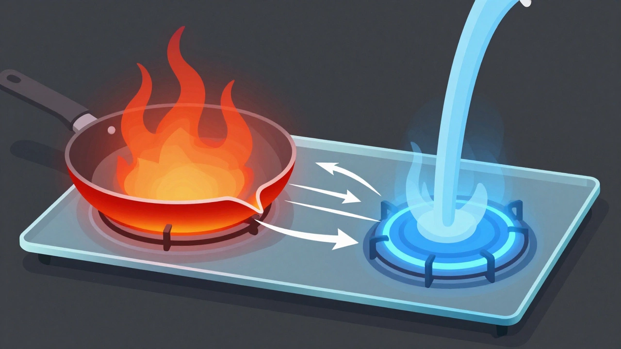 Illustration showing thermal shock stress on a hob glass panel