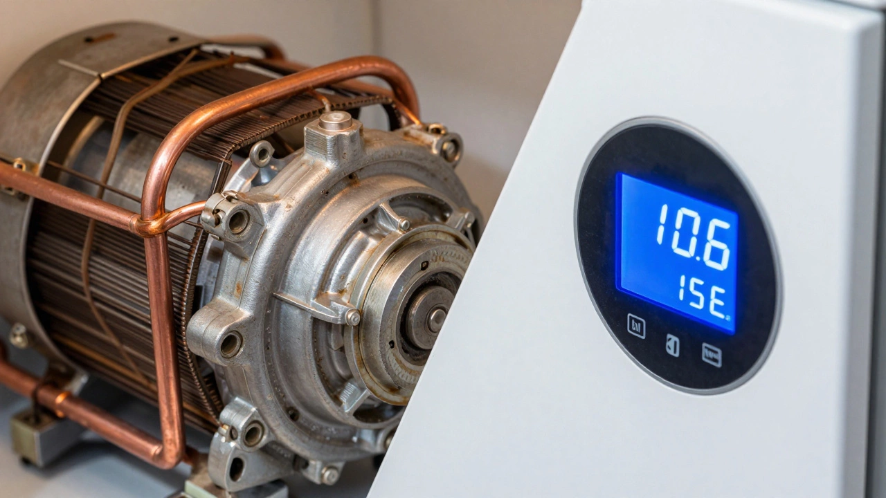 Old compressor parts vs new energy efficient tech display