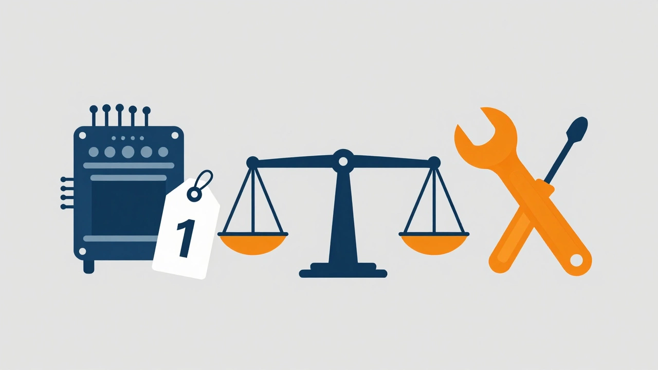Vector graphic showing parts vs labor cost balance