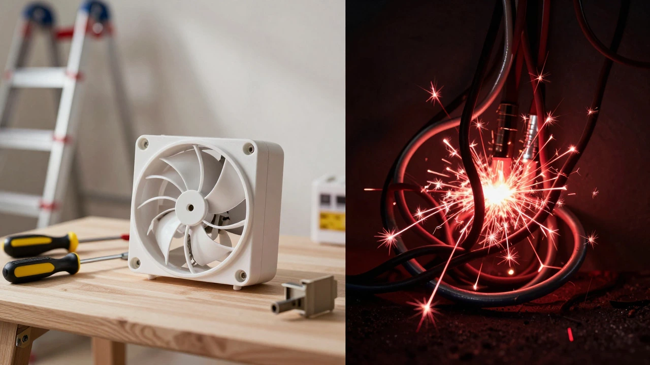 Comparison of simple plug-in fan vs dangerous hardwired repair